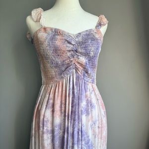 NWT Pink + Purple High Low Spring Maxi Dress